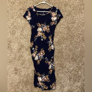 Isabel Maternity Dress, Navy Blue Floral, Size Medium.